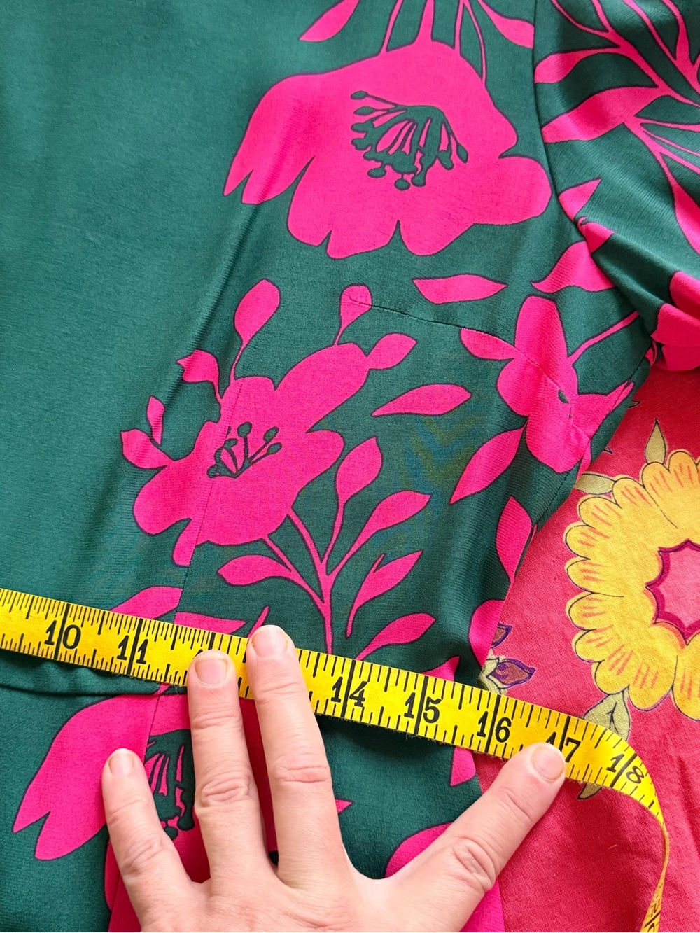 Boden Green Dress with Pink Floral Print and Striped Waist Tie-sz US 8 - Picture 6 of 9
